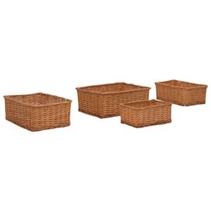 vidaXL Nesting Basket Set Brown Willow Small, Medium, Large, Extra Large