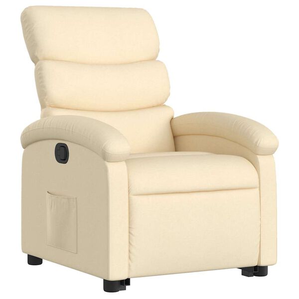 vidaXL Stand Up Recliner Chair Cream Fabric (100% polyester), metal, plywood