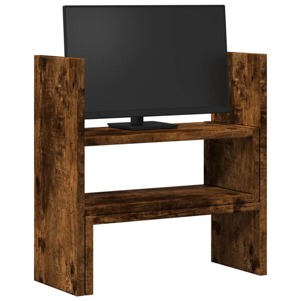 vidaXL Desk Organiser Adjustable Smoked Oak 15.7x6.7x16.1" Engineered Wood