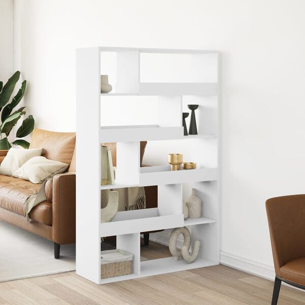 vidaXL Room Divider White Engineered wood Large Bookshelves