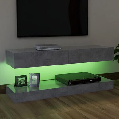 vidaXL TV Stand with LED Lights Concrete Gray 47.2"x13.8"