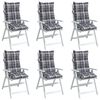 vidaXL Highback Chair Cushion Set of 6 Grey Check Pattern