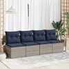 vidaXL 2 Piece Patio Sofa Set with Cushions Gray Poly Rattan Acacia