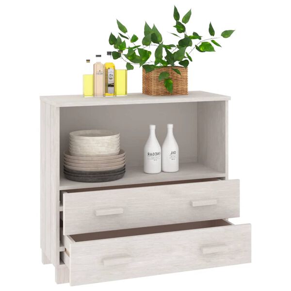 vidaXL Sideboard White Solid pinewood Compact White Sideboard