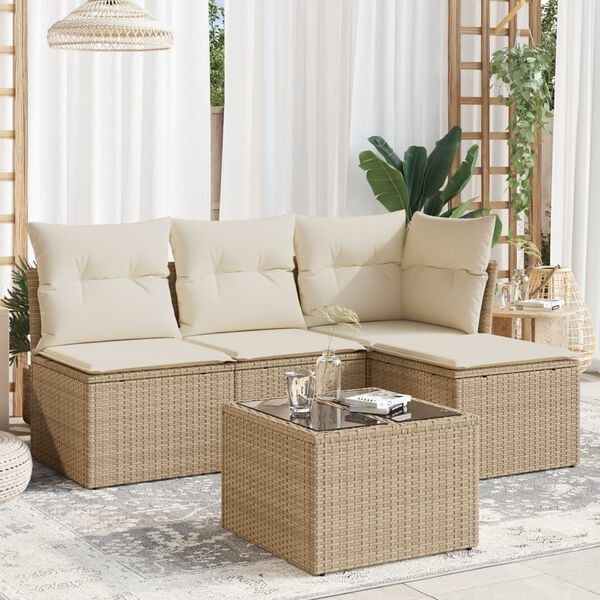 vidaXL Garden Sofa Set Beige, Cream white