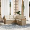 vidaXL Garden Sofa Set Beige PE rattan, powder-coated steel, 100% polyester