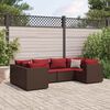 vidaXL Patio Lounge Set Brown PE rattan 6 Piece Set Adjustable Feet