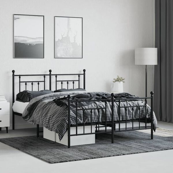 vidaXL Bed Frame Black Powder-coated steel Full size Bed Frame