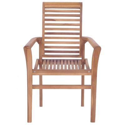 vidaXL Dining Chairs 4 pcs with Taupe Cushions Solid Teak Wood