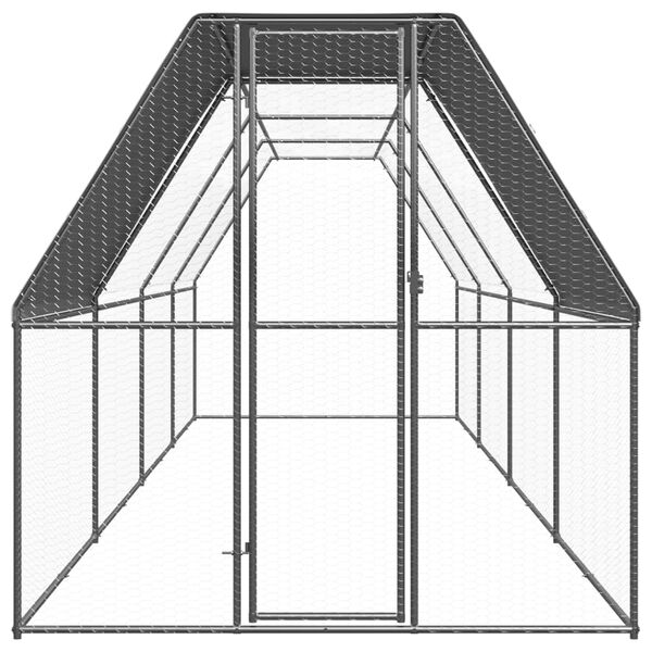 vidaXL Chicken Cage Silver Galvanized Steel Large Chicken Coop