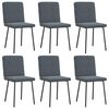 vidaXL Dining Chair Set of 6 Dark Grey Velvet, Plywood, Metal Medium