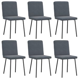 vidaXL Dining Chair Set of 6 Dark Grey Velvet, Plywood, Metal Medium