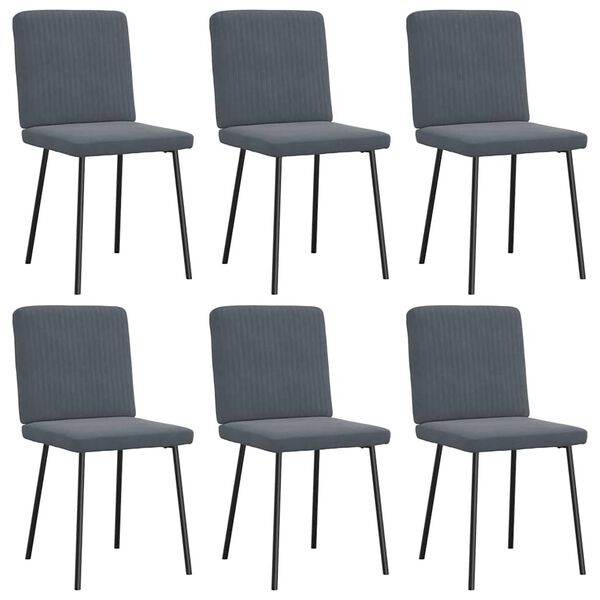 vidaXL Dining Chair Set of 6 Dark Grey Velvet, Plywood, Metal Medium