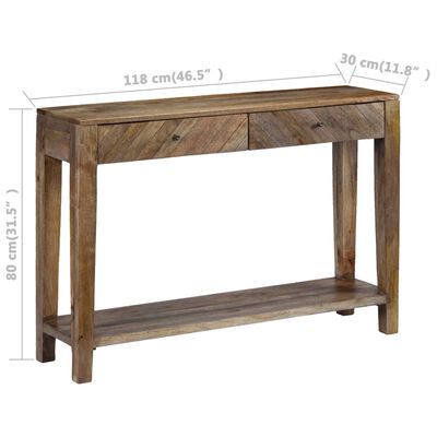 vidaXL Console Table Solid Mango Wood 46.5"x11.8"x31.5"