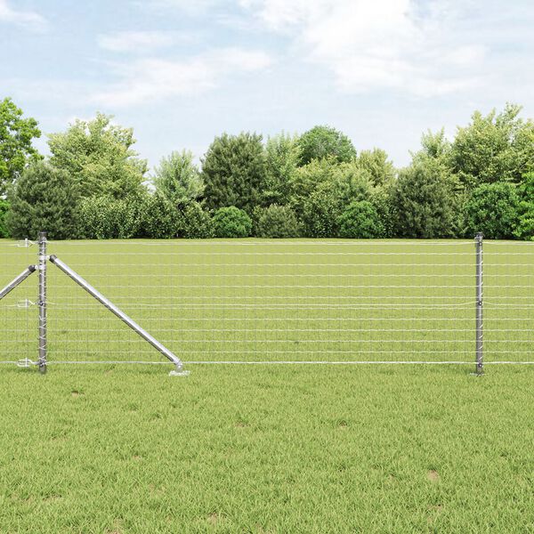 vidaXL Fence Posts Manual 7 pcs Silver Ø32mm 120 cm Galvanized steel