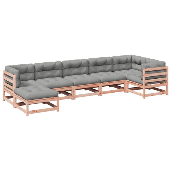 vidaXL Garden Sofa Set Reddish-brown and grey