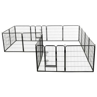 vidaXL Dog Playpen 16 Panels Steel 31.5"x31.5" Black