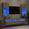 vidaXL 5 Piece TV Wall Units with LED Sonoma Oak Engineered Wood