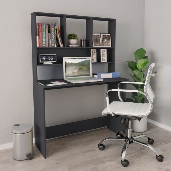 vidaXL Desk Grey Engineered wood Compact Desk Rectangular Modern