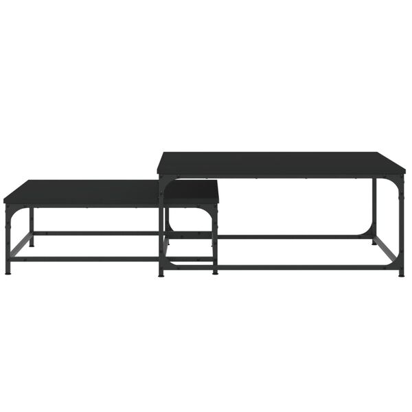 vidaXL Nesting Coffee Table Black Engineered wood, Iron Small