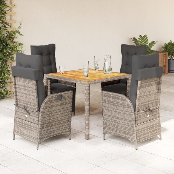 vidaXL Garden Dining Set Grey