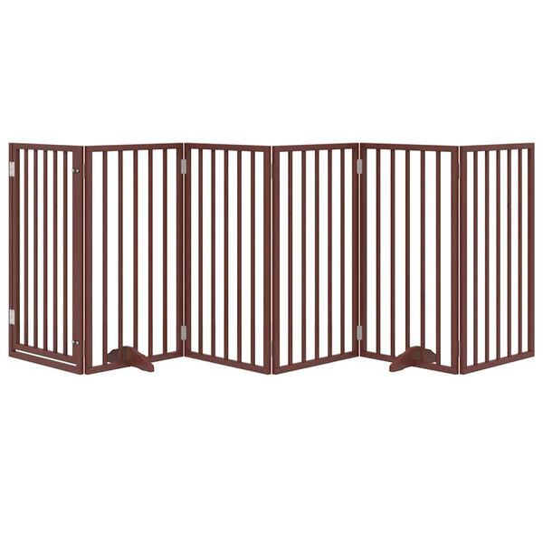 vidaXL Dog Gate Set of 6 Brown Poplar Wood 118.1 in total length