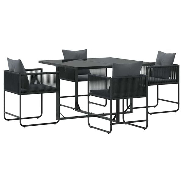 vidaXL Garden Dining Set 5 pcs Black Steel