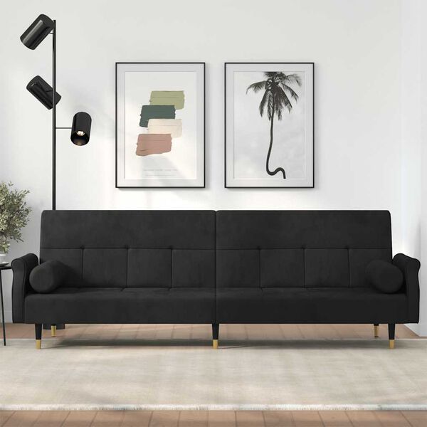 vidaXL Sofa Bed Black Velvet Standard
