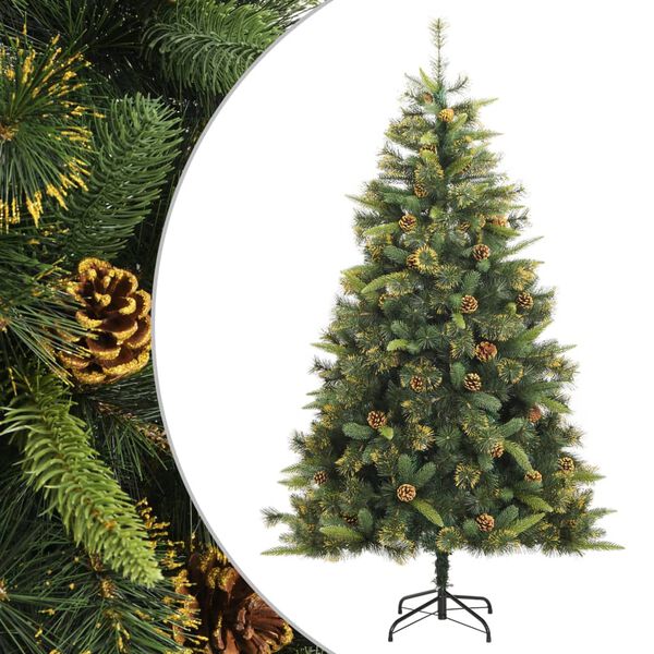 vidaXL Artificial Hinged Christmas Tree Green PVC 94.5 in
