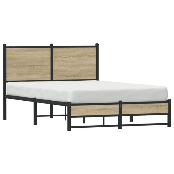 vidaXL Bed Frame Sonoma oak Steel, engineered wood Small Double