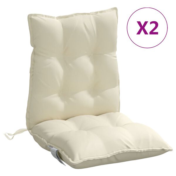 vidaXL Lowback Chair Cushion Set of 2 Cream Oxford fabric 39.4 x 19.7 in