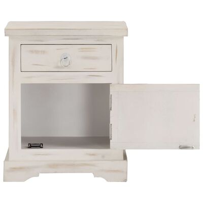 vidaXL Bedside Cabinet White 15.7"x11.8"x19.6" Solid Mango Wood