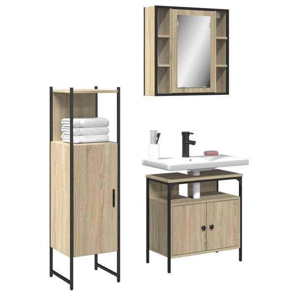 vidaXL Bathroom Cabinet Set Sonoma Oak Engineered Wood Medium