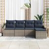 vidaXL Sofa Set with Cushion 5 pcs Grey Poly Rattan