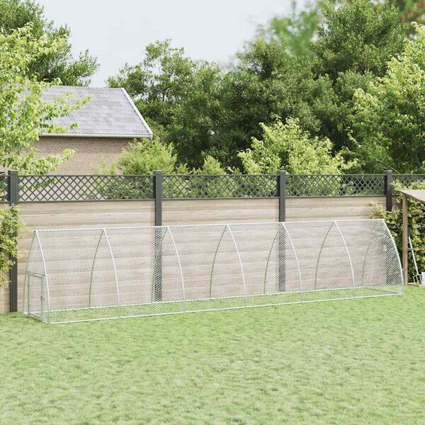 vidaXL Chicken Cage Silver Galvanized Steel Large Durable