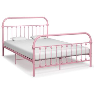vidaXL Bed Frame Pink Metal Full Heavy Weight Endurance Bed Frame