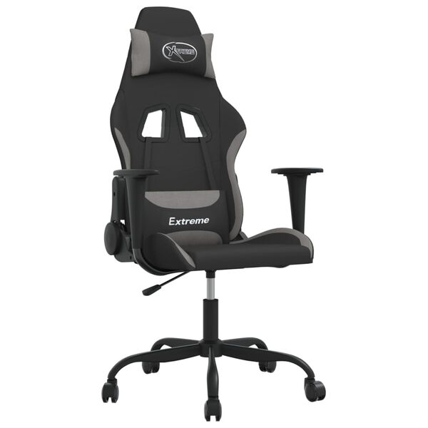 vidaXL Gaming Chair Black and Light Gray Fabric