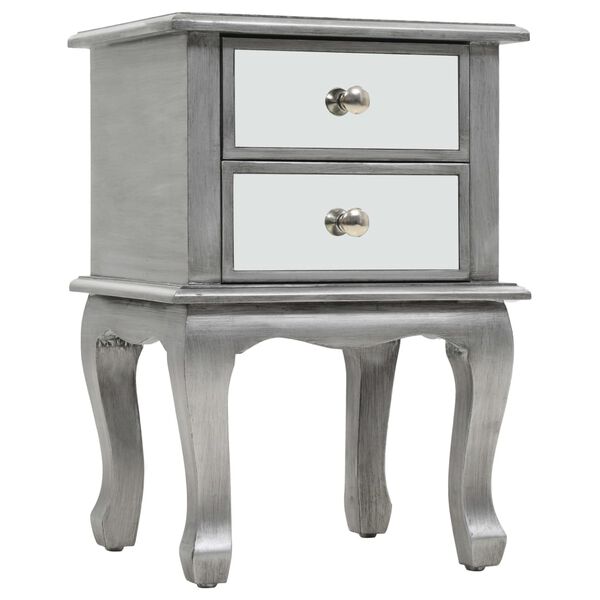 vidaXL Mirrored Nightstand Silver Mirrored glass, MDF Compact