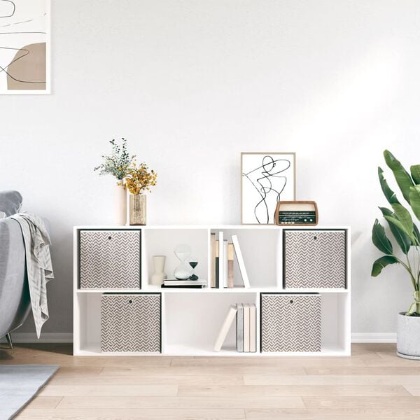 vidaXL Foldable Storage Box Set of 4 Brown with chevron pattern