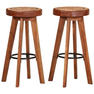 vidaXL Bar Stool Set of 2 Honey brown and black