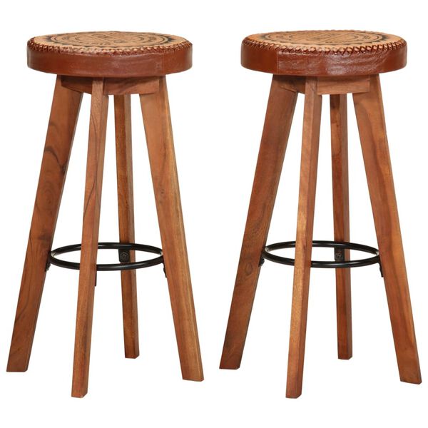 vidaXL Bar Stool Set of 2 Honey brown and black