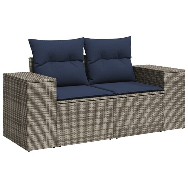 vidaXL 5 Piece Garden Sofa Set with Cushions Grey Poly Rattan