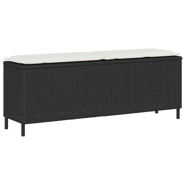 vidaXL Garden Bench Black Poly Rattan 43.3 x 11.8 x 15.9 in Tough