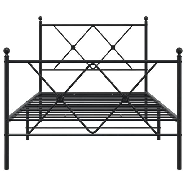 vidaXL Bed Frame Black Steel Single Rectangular Traditional Durable