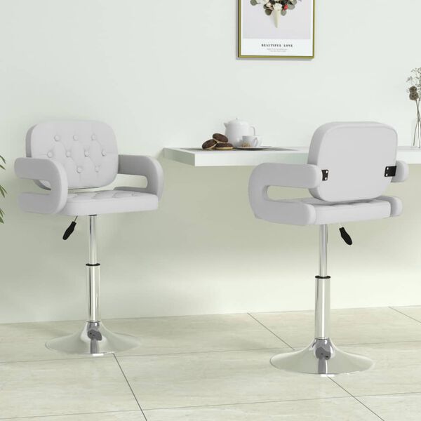 vidaXL Dining Chair Set of 2 White Faux leather, chromed steel
