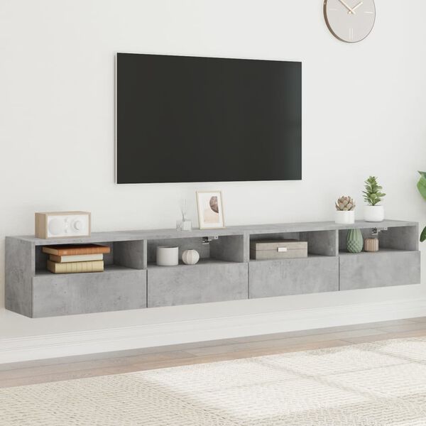 vidaXL TV Wall Cabinet Set of 2 Concrete Grey Engineered Wood Medium