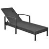 vidaXL Sun Lounger Black PE Rattan Standard Adjustable Armrests