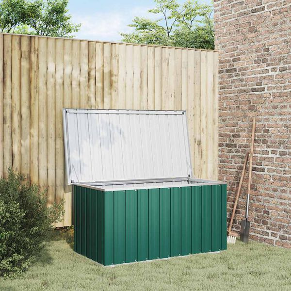 vidaXL Storage Box Green Galvanized steel, plastic 50.8 x 26.4 x 25.6 in