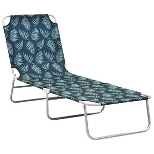 vidaXL Sun Lounger Leaves Print Powder-coated Steel, Fabric (100% Polyester)