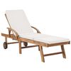 vidaXL Sunlounger Set of 2 Cream Solid Teak Wood Extra Long